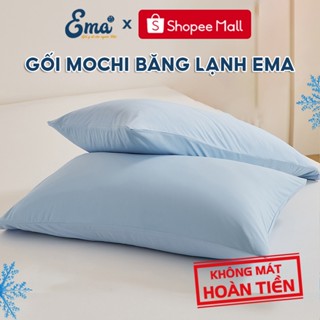 Gối ngủ Mochi băng lạnh EMA vỏ băng lạnh cao cấp, ruột gối lông vũ nhân tạo Microfiber siêu êm