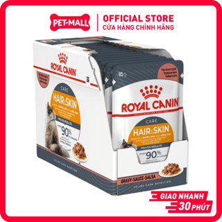 Hộp 12 gói 85G - Pate Mèo Royal Canin Hair & Skin Gravy - Dạng sốt, chăm sóc da & lông Petmall
