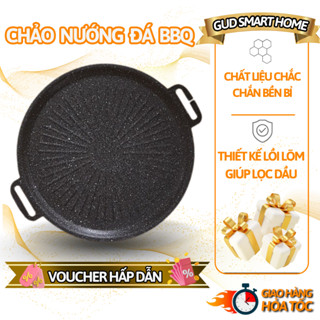 Chảo nướng đá chống dính không dầu Hàn Quốc size 32cm chảo nướng thịt BBQ dùng được cho cả bếp từ 