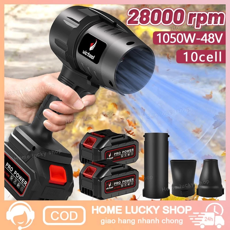 Máy Thổi Bụi Cầm Tay Dùng Pin 10 Cell 1050W | Tốc Độ 28000rpm – Thổi Lá, Vệ Sinh Sân Vườn – Bảo Hành 6 Tháng