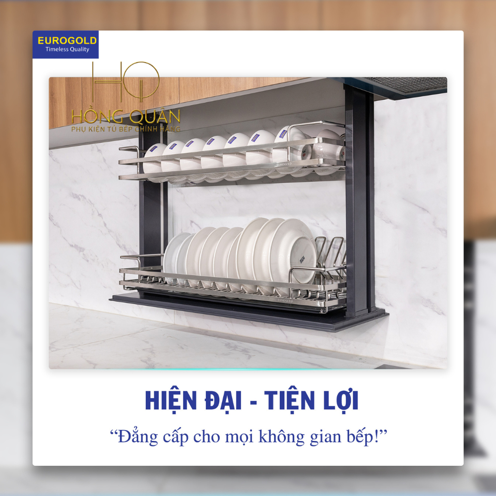 Giá Bát Đĩa Nâng Hạ Điện Tự Động, Kệ Chén Nâng Hạ Điện Eurogold CHÍNH HÃNG EUROGOLD.