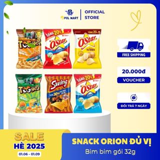Snack, Bim Bim Ostar/ Toonie Orion đủ vị gói 32g - POL MART