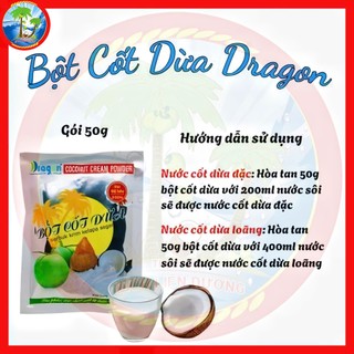 [Gói 50g] Bột cốt dừa Dragon nguyên chất 100% thơm hơn & béo hơn