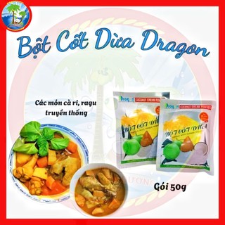 [Gói 50g] Bột cốt dừa Dragon nguyên chất 100% thơm hơn & béo hơn