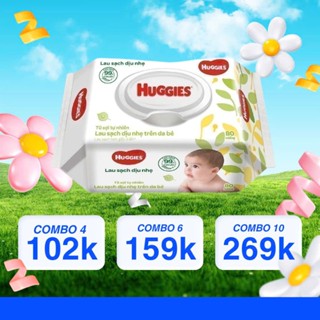  Combo 4 gói Khăn ướt Huggies không mùi  80 miếng gói  an toàn cho bé 