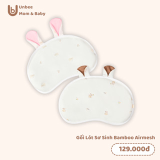Gối ngủ cho bé sơ sinh Unbee Cotton Bamboo dệt jacquard + Airmesh thoáng khí - Gối nằm em bé