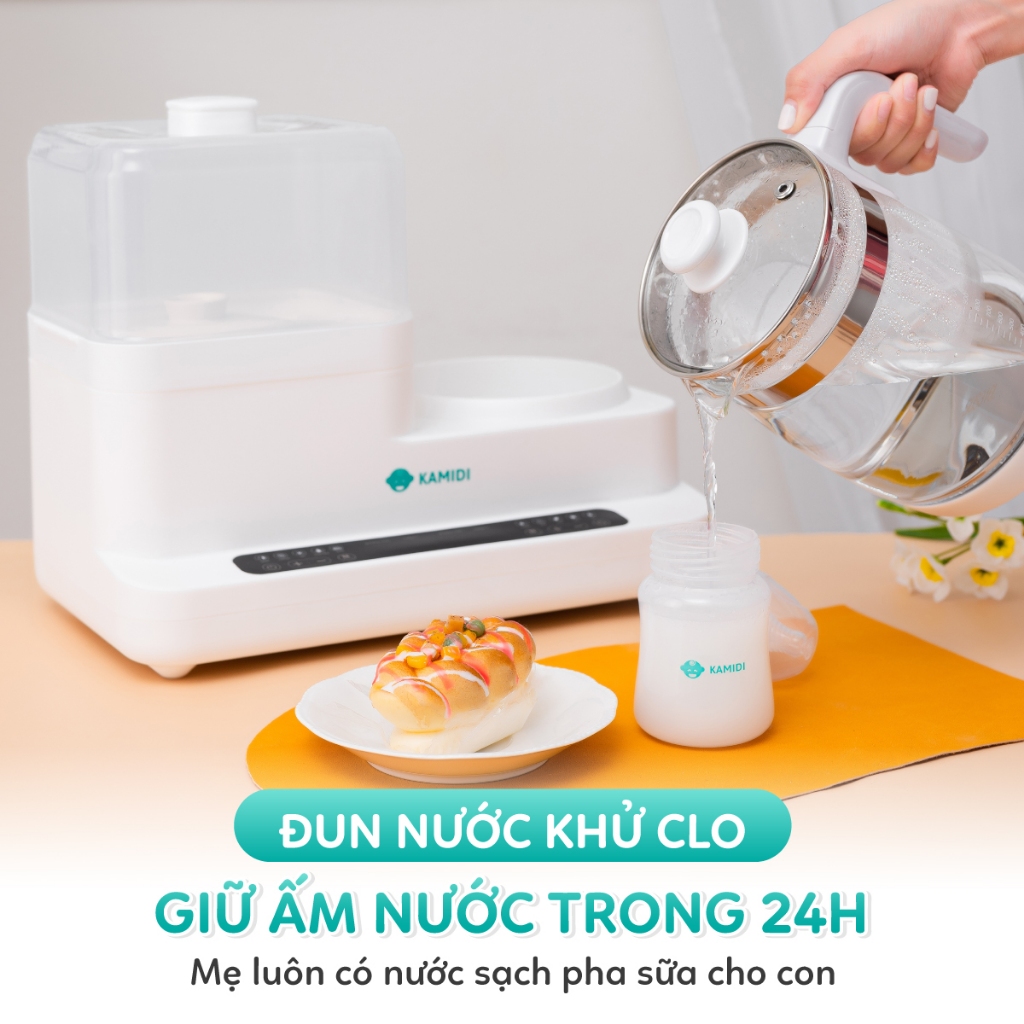 Máy Hâm Sữa Kamidi Speed 2 Đun Nước, Tiệt Trùng, Sấy Khô Bình Sữa Đa Năng