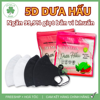 [Thùng 200 Cái] Khẩu Trang 5D Mask DƯA HẤU 4 Lớp Dày Dặn, Hàng Cao Cấp Lọc Bụi Mịn Chống Tia UV