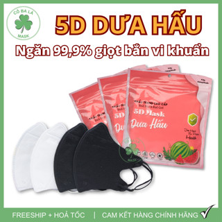 [Thùng 100 Cái] Khẩu Trang 5D Mask DƯA HẤU 4 Lớp Dày Dặn, Hàng Cao Cấp Lọc Bụi Mịn Chống Tia UV