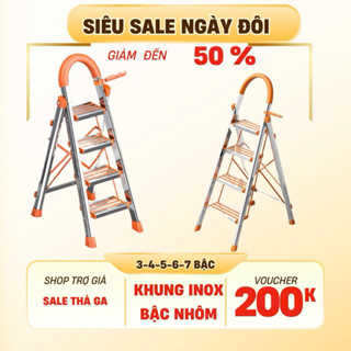 Thang Gấp Gọn 3 4 5 6 7 Bậc Khung Thang Chữ A Nhập Khẩu 1.5M 2M Thang Inox 304 Nhôm Ghế Gia Đình TOMOKO