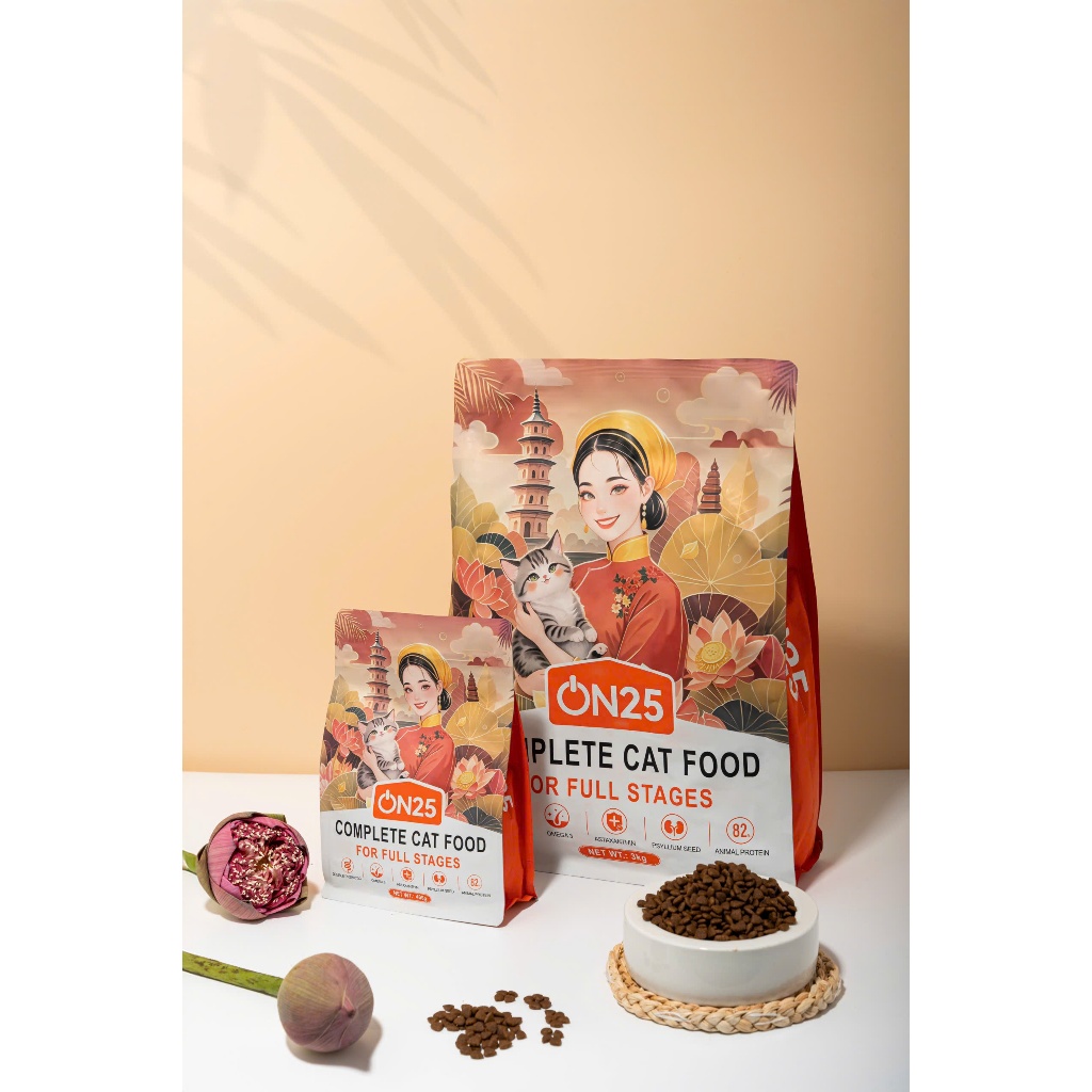 Hạt Cat On25 cho mèo, protein 32%, hỗ trợ tiết niệu, hỗ trợ tiêu hoá tốt cho mèo