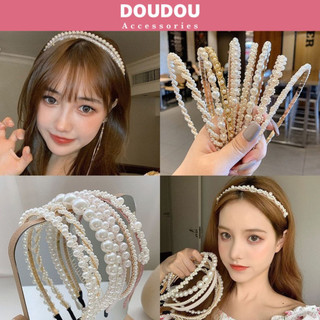  Băng đô cài tóc Doudou Bờm tóc nữ Cài tóc ngọc trai nhân tạo phong cách Hàn Quốc Bờm cô dâu FG002 