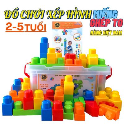 Đồ Chơi Xếp Hình Lắp Ráp VIJAGO 50 Chi Tiết Có Hộp Đựng, Bộ Lắp Ghép Cho Trẻ Từ 2 Đến 5 Tuổi