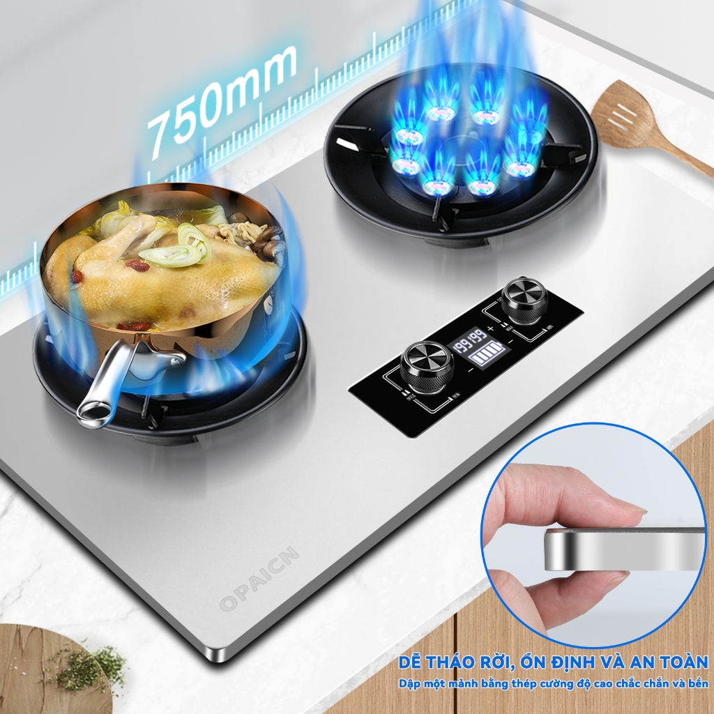 Bếp gas âm Lật 10 Đầu Đốt 8.2KW , Bếp gas đôi lật - Tích Hợp Hẹn Giờ, Cảm Biến Tự Ngắt Gas, Khóa An 