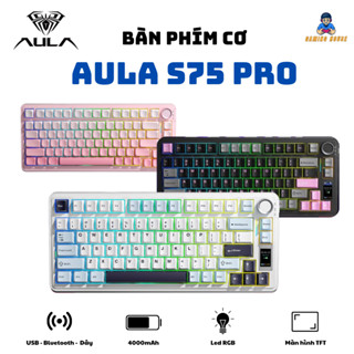 Bàn phím cơ không dây AULA S75 PRO - Màn hình TFT - 3 mode - Full foam - Led RGB - Có núm xoay