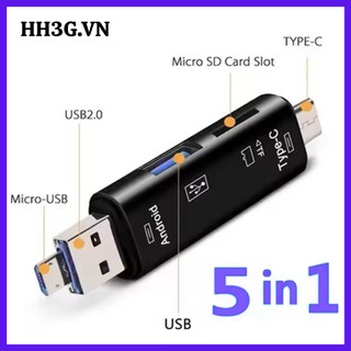 Đầu Đọc Thẻ Nhớ 5 In 1 Type-C/ TF/USB 2.0/USB/Micro USB – Hỗ Trợ Thẻ TF Cho Android, Laptop, PC