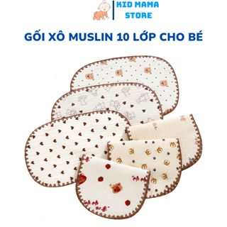 Gối xô sợi tre 10 lớp cho bé sơ sinh 25x40cm mềm mịn thấm hút mồ hôi  A141 - Kid Mama Store
