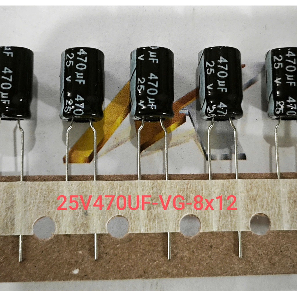(Combo 10 con) Tụ hóa vỉ giấy 25V470UF 470UF25V 25V 470UF Kích thước 8 x 12mm chính hãng mới 100%