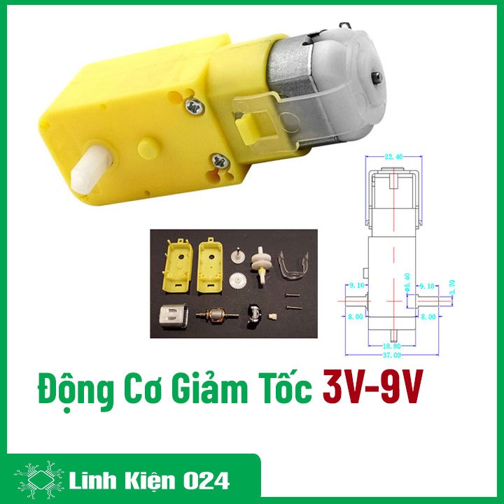 Động cơ giảm tốc vàng 3V-9V chế xe mô hình