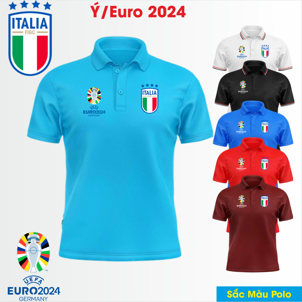 Áo thun polo tuyển Ý/EURO 2024 - Sắc Màu Polo - Chất vải cá sấu