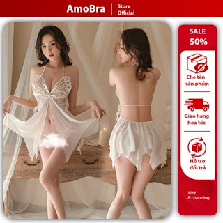 Váy ngủ nữ xẻ tả ren xuyên thấu gợi cảm, DN44 Đồ ngủ nữ cosplay hình cánh bướm 2 dây sexy quyến rũ