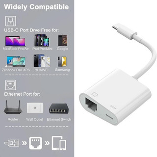 [VN] Cổng Mạng LAN Cho Điện Thoại Lightig/Type-C 100Mpbs Cổng Sạc RJ45 Ethernet hỗ trợ Táo/Android