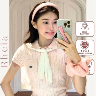  Áo len POLO cổ bẻ hồng phối túi ngực POLO BABY TOP PK  Có Khăn Choàng  Rheia 