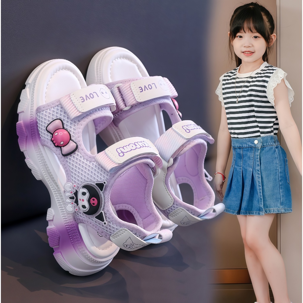  Dép quai hậu bé gái hình Kuromi Xăng đan học sinh đi học Dép sandal kuromi bé gái đế êm kiểu dáng thời trang SD178 
