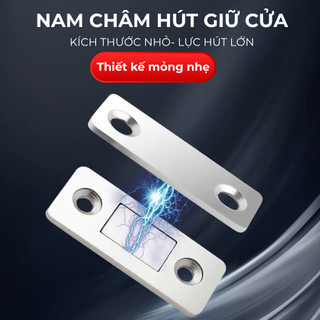 Nam Châm Giữ Cánh Cửa, Gắn Cửa Tủ Lực Hút Cực Mạnh, Chống Va Đập, Kèm Miếng Dán 3M Và Ốc Vít