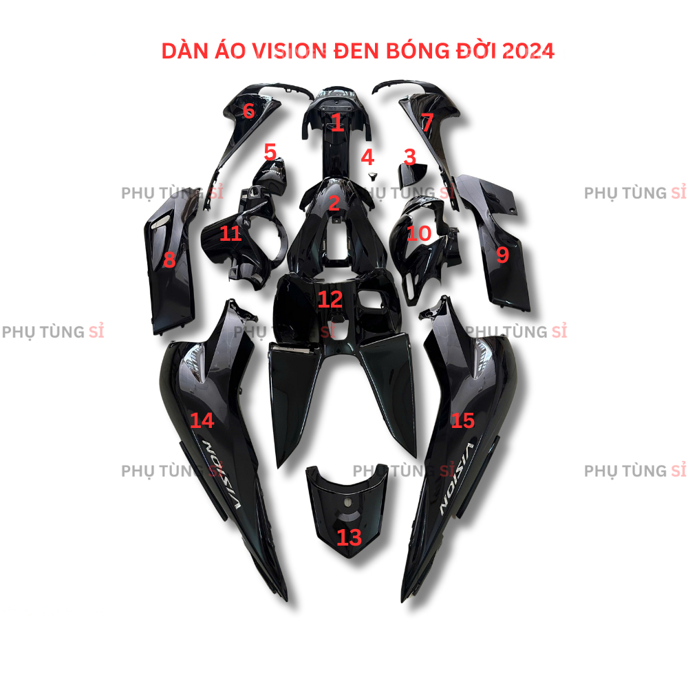 Dàn Áo Vision Đen Bóng Đời 2024 Zin Hãng HONDA