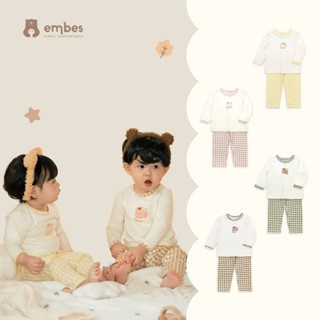 Bộ Thun Lạnh Cho Bé Embes, Bộ Thun Cotton Dài Tay Hình In Ngực Cho Bé Trai Bé Gái Size Từ 8kg-17kg
