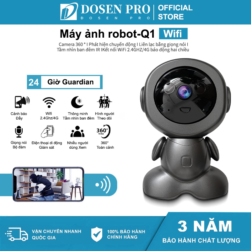 Dosen Pro Người máy CCTV Kết nối WiFi Camera an ninh nhà thông minh IP Camera Baby/Pet/Nanny HD 1080P Ứng dụng V380 Pro