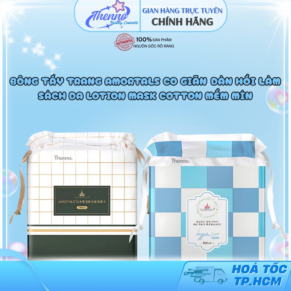 Bông Tẩy Trang Amortals Co Giãn Đàn Hồi Làm Sạch Da Lotion Mask Cotton Mềm Mịn