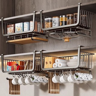 Khay lưới sắt đề đồ dưới tủ bếp HOMELOVE Kệ lưới để đồ dưới bàn học khung kệ treo gầm bàn để dụng cụ bếp văn phòng phẩm