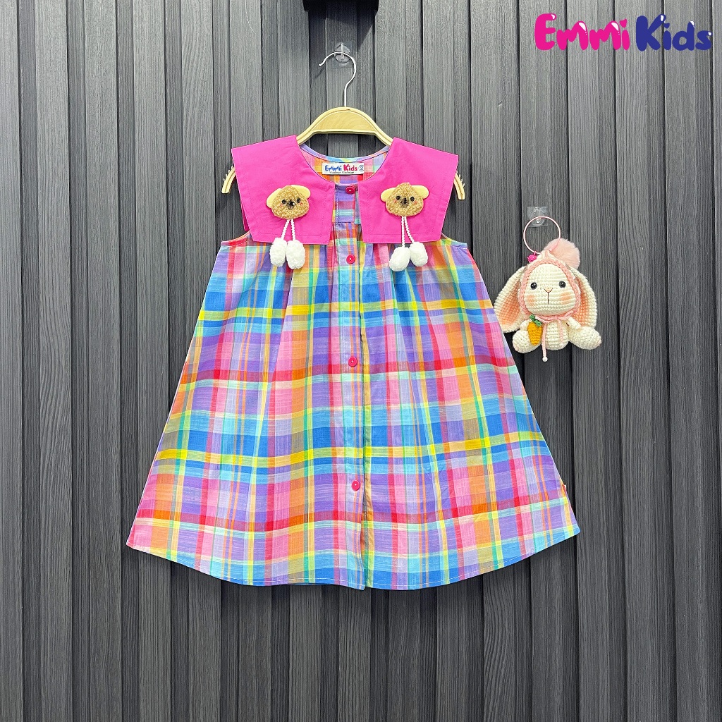  Váy hè cho bé gái sát nách mát mẻ -C01 EMMIKIDS đầm mặc hằng ngày trẻ em chất Xô Linen  10-34kg  