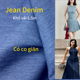 [Vải Hai Tỷ](HT-45)  Vải Jean denim có Co Giãn Nhẹ, Vải Dày Vừa may sơ mi nam, nữ, Váy, Đầm, Set bộ…