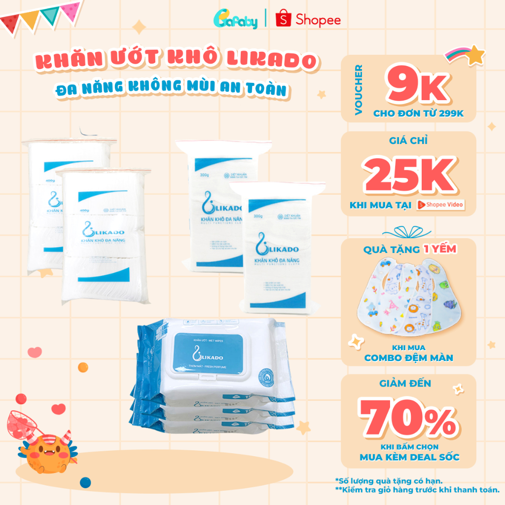 Khăn Ướt Khăn Khô Đa Năng Không Mùi Cho Bé Và Mẹ Likado - 329