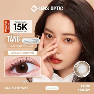 Kính áp tròng 1 ngày  Clalen Iris 1 Day màu Alicia Brown – Lens nâu tự nhiên, chống UV - LENS OPTIC