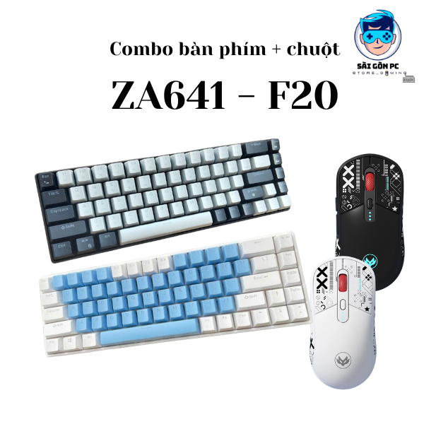 Bộ bàn Phím Cơ Không Dây Bluetooth Atas ZA641 V2 - F20 - Red Swtich Có Hotswap - Pin trâu sạc nhanh