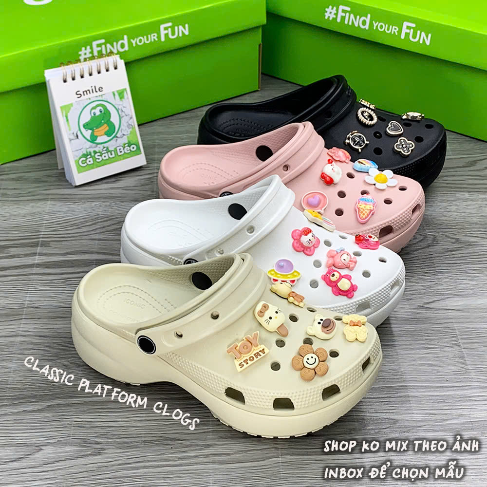 Dép sục classic platform unisex đế cao 4.5cm tặng kèm 12 stickers độ hoàn thiện cao
