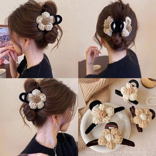  Kẹp Tóc Cá Mập Cỡ Lớn Bọc Nhung Đính Hoa Bằng Vải Len Xinh Xắn Phong Cách Hàn Quôc Tiệm Nhà cọ 