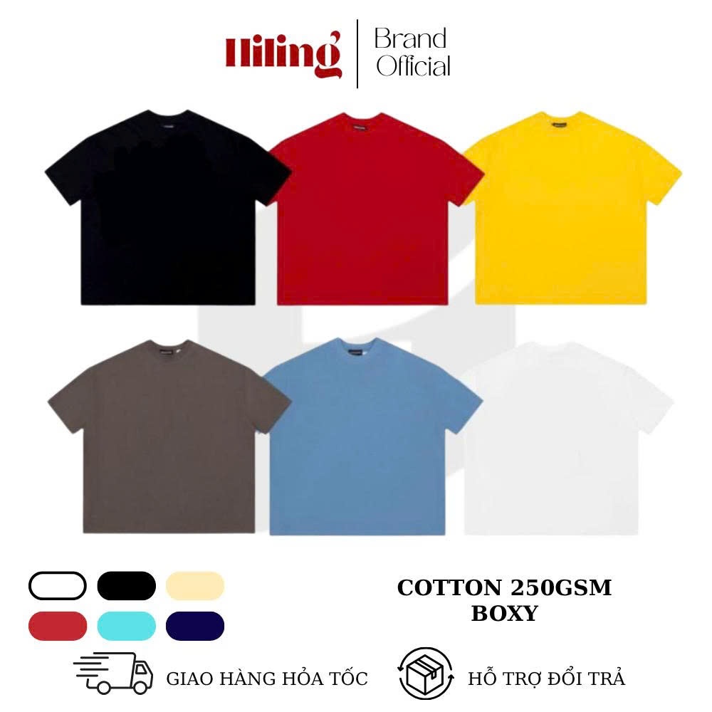 Áo Thun Trơn FORM BOXY HILING T-Shirt Boxy Chất Cotton230- 250gsm Thoáng Mát Phong Cách Trẻ Trung Năng Động | BigBuy360 - bigbuy360.vn