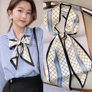Khăn turban lụa dài làm thắt lưng,ruy băng quấn tóc size 150x15cm. Khăn quàng cổ thắt nơ cổ áo sơ mi công sở trẻ trung