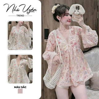 Set bộ nữ áo kiêu cổ v dáng babydoll tay loe kèm quần đùi xinh ngoan yêu thích hợp cho nàng mặc đi choie, hẹn hò,đi biển