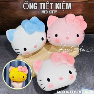 Heo đất tiết kiệm Lợn đất, Heo sứ Ống heo tiết kiệm bằng sứ kiểu dáng Mèo Hello Kitty siêu dễ thương