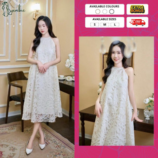  Váy bầu đầm bầu thời trang LAMBIE dáng babydoll cổ tròn tay ngắn chất liệu vải ren cao cấp thoáng mát mềm mại 