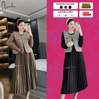  Váy bầu xinh đầm bầu thu đông dáng babydoll set gillê dạ muối tiêu bầu bí bon chen thoải mái hot hit 2024 