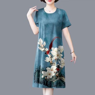 Váy Đầm Trung Niên Nữ Cho Mẹ V15 - Thời trang trung niên cho mẹ trung tuổi U40 U50 đẹp giá rẻ Bigsize - Váy xuông cho mẹ