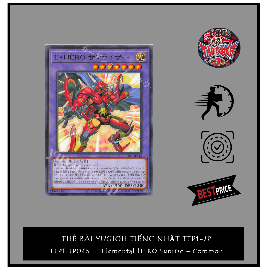 Thẻ Bài Yugioh Tiếng Nhật Chính Hãng: TTP1-JP045Elemental HERO Sunrise - Common