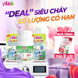 Combo 02 Chai Bột Tẩy Lồng Máy Giặt Ailla 300Gr, 01 Chai Tẩy Mốc Gioăng Cao Su Ailla 100Gr (Tặng Nước Giặt 2Kg )